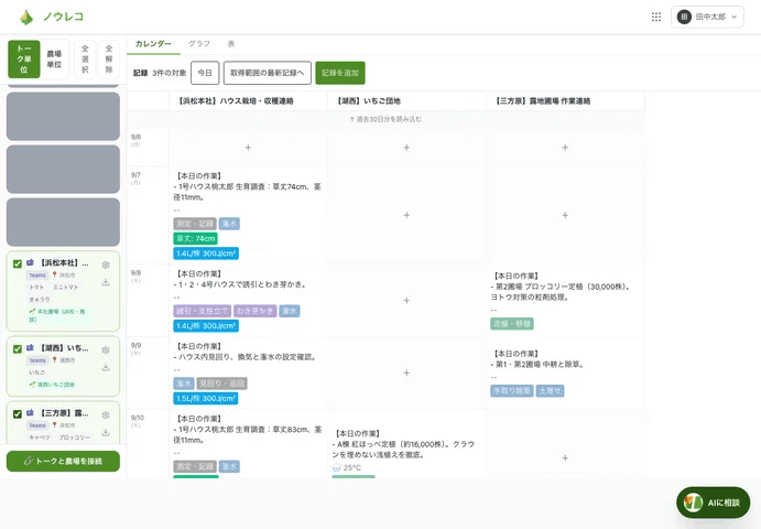 ノウレコの画面